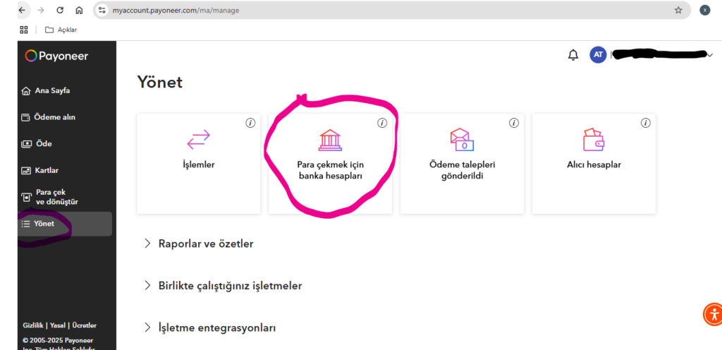 Payoneer para çekme