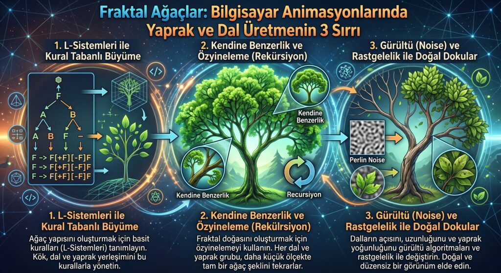 Fraktal Ağaçlar: Bilgisayar Animasyonlarında Yaprak ve Dal Üretmenin 3 Sırrı 1 Fraktal Ağaçlar