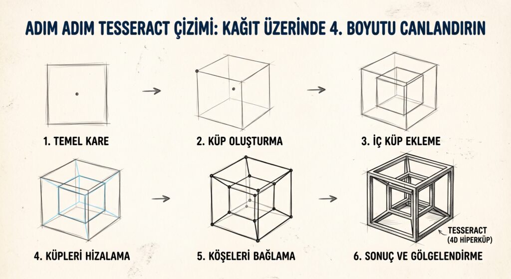 Dört Boyutlu Küp Tesseract: Boyut Algısını Yıkan 4 Geometrik Çizim